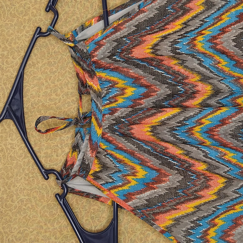 Women Multi-Colored Long Dress Size: L - Picture 4 of 10